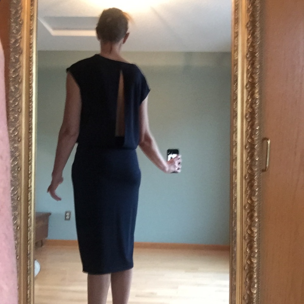 Peekaboo - Open Back Navy Jersey Dress